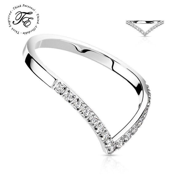 Women's Minimalist Dainty Chevron Promise Ring - Picture 1 of 6